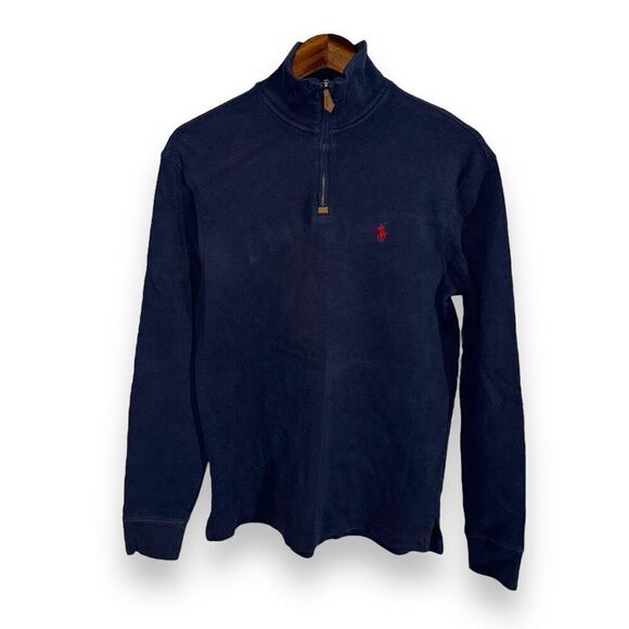 Navy Polo Ralph Lauren Estate Rib 1/4 Zip Sweater Size S - Picture 1 of 7